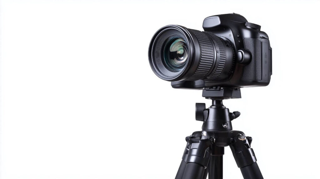 High-End DSLR Camera on Tripod Stand 