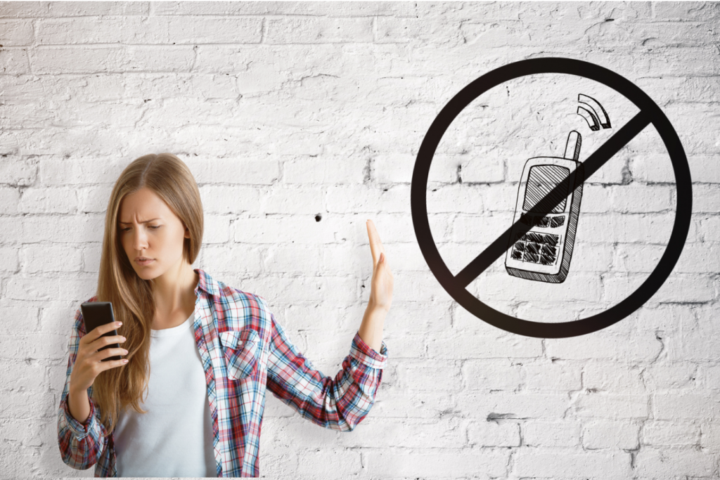 No texting image while woman is on phone