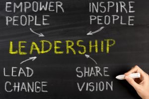 Leadership business concept on blackboard