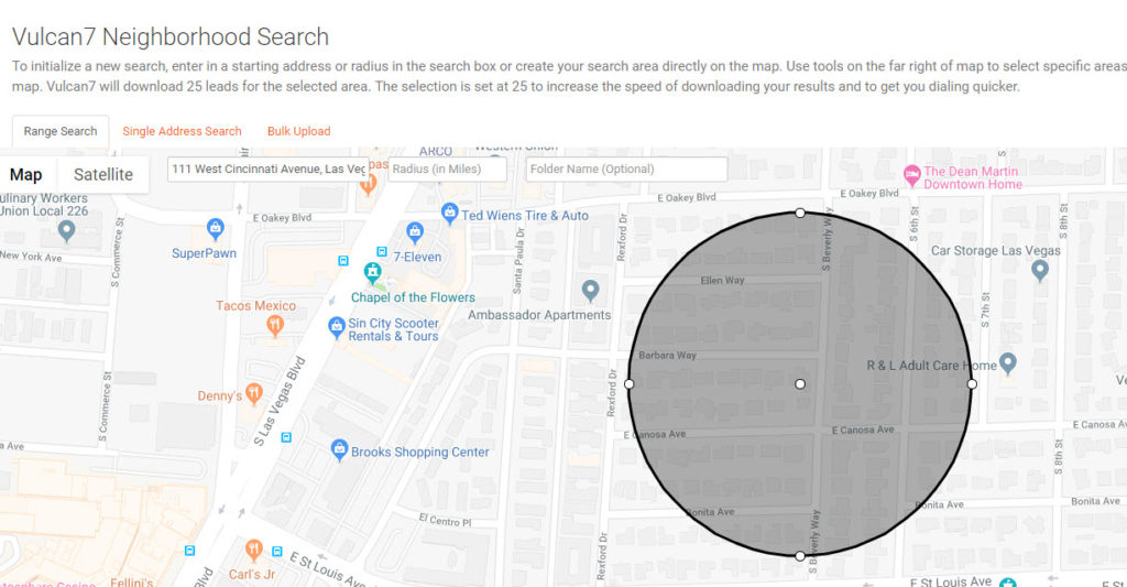 V7NS Radius Search vulcan7 neighborhood search