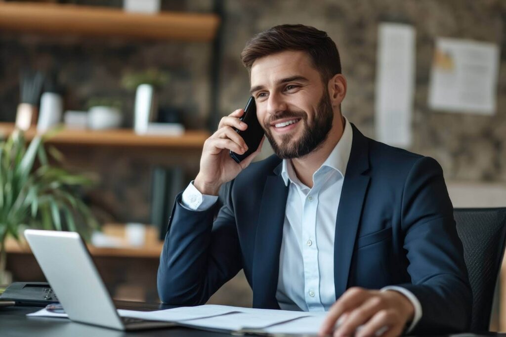 Luxury real estate agent engaging with clients