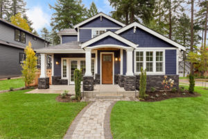 Beautiful blue house with lovely yard