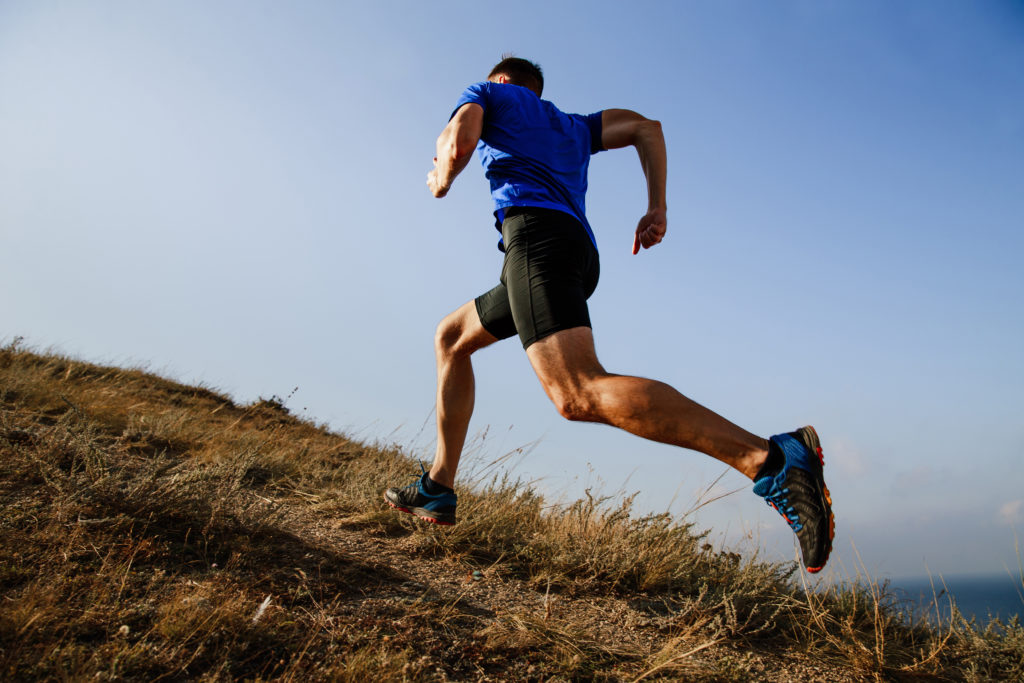 Man running up hill