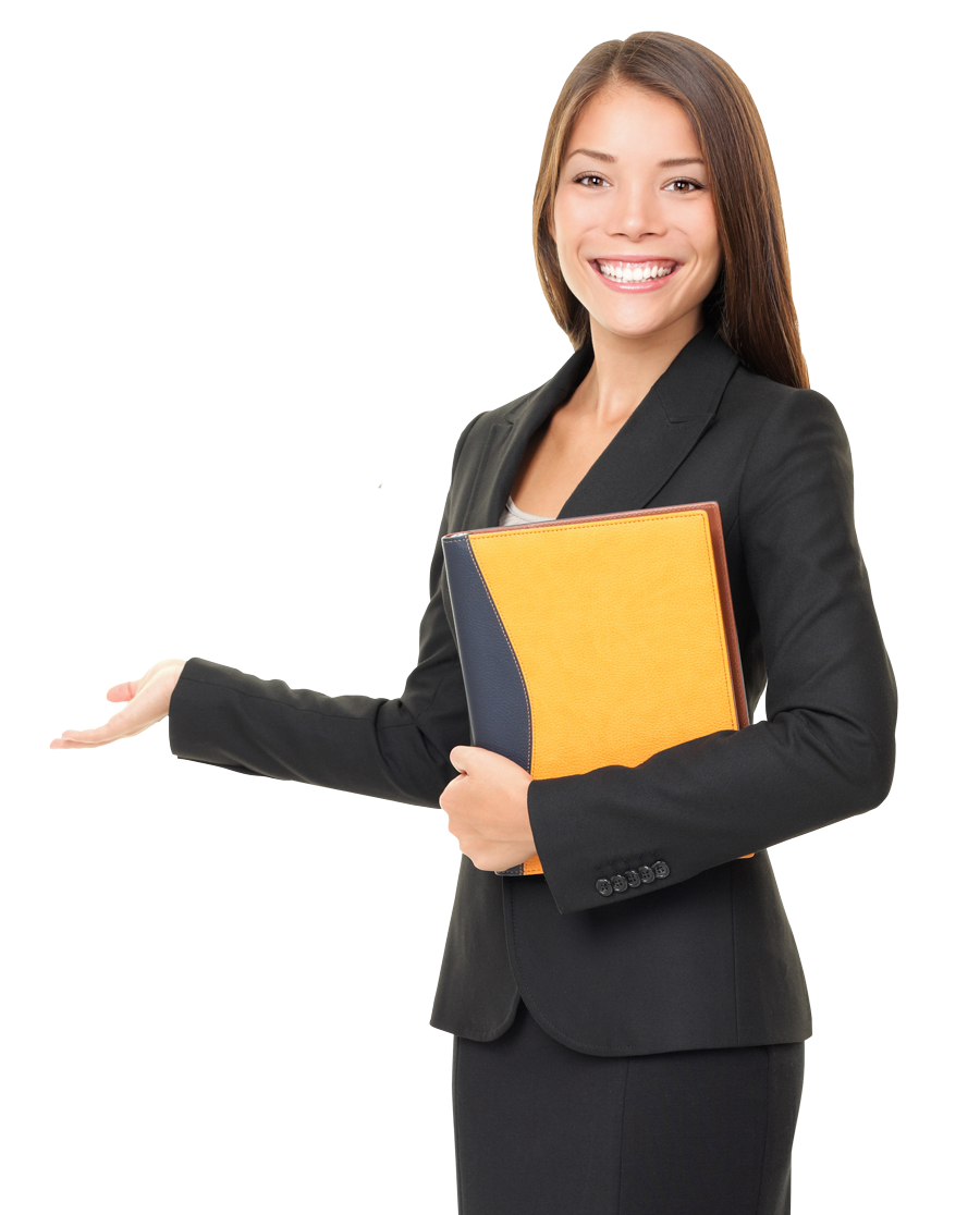 happy businesswoman with manila folder