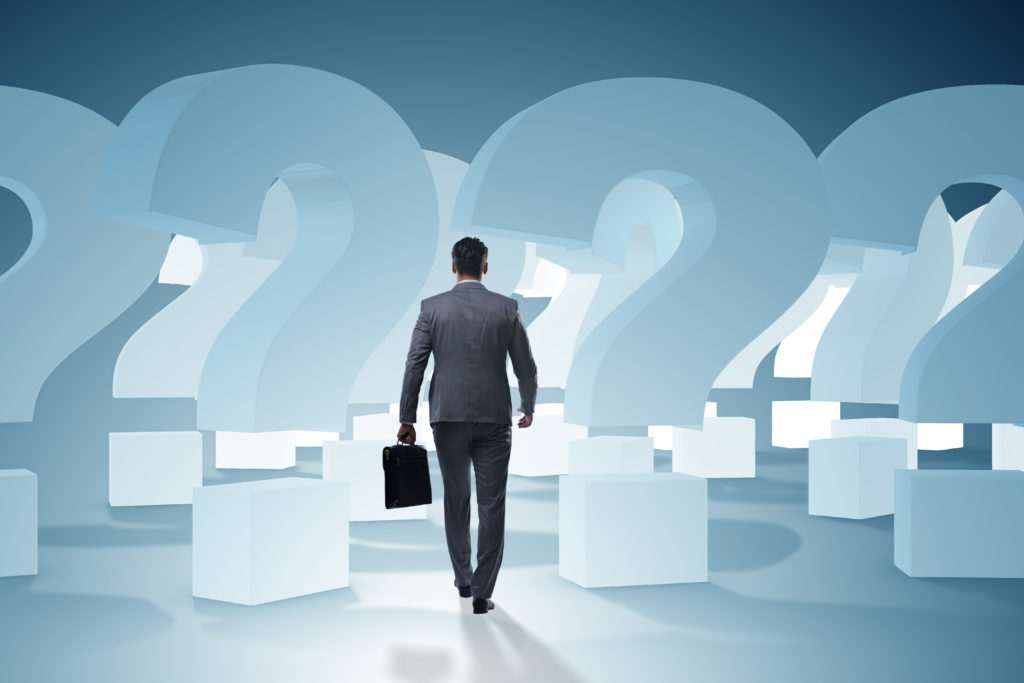 Businessman in uncertainty concept
