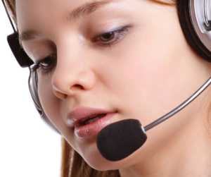 real estate agent using script Female customer service in headset