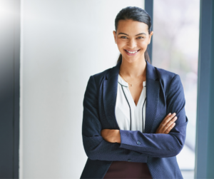 Smiling business woman arms crossed