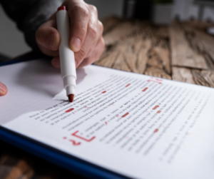 Finding errors on sheet red pen