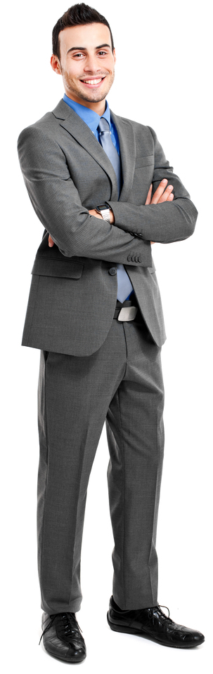 Happy businessman full length portrait