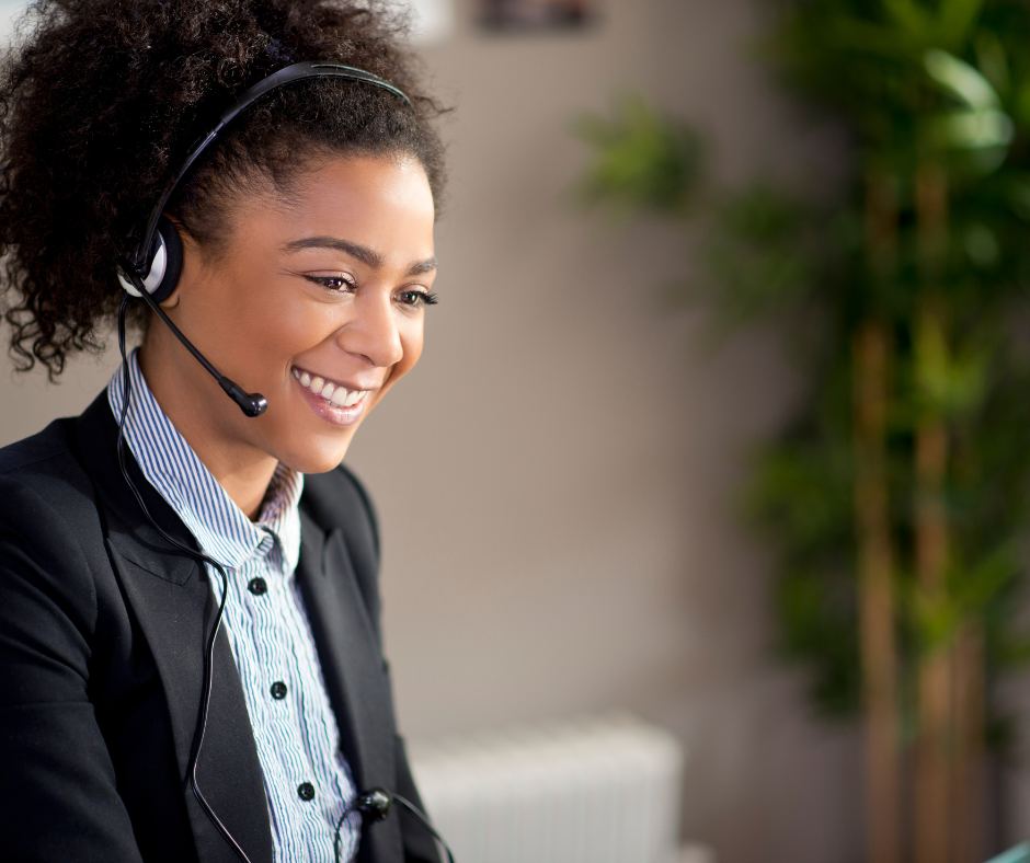 Smiling customer service agent
