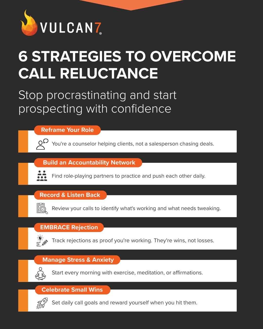 Infographic with 6 Proven Strategies to Overcoming Call Reluctance