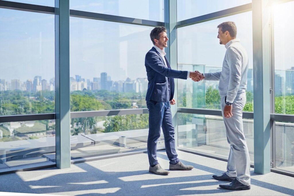 A real estate agent having a meeting with an absentee owner